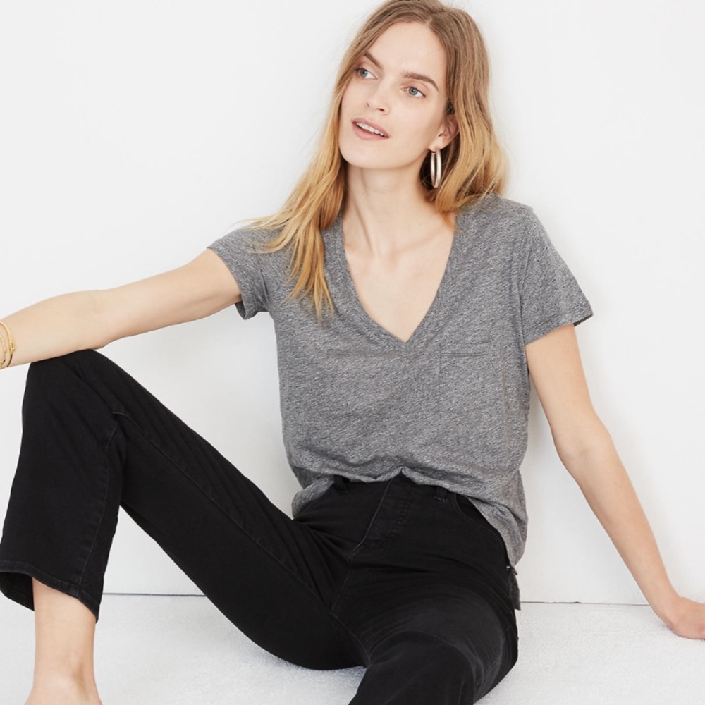 Madewell Whisper Cotton V-Neck Pocket Tee